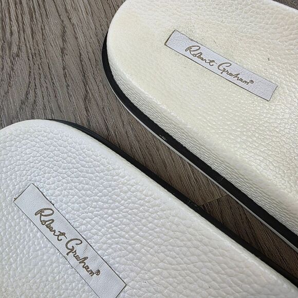 Robert Graham Whiterford Graphic Skull Leather Slides Size 9 main image 5